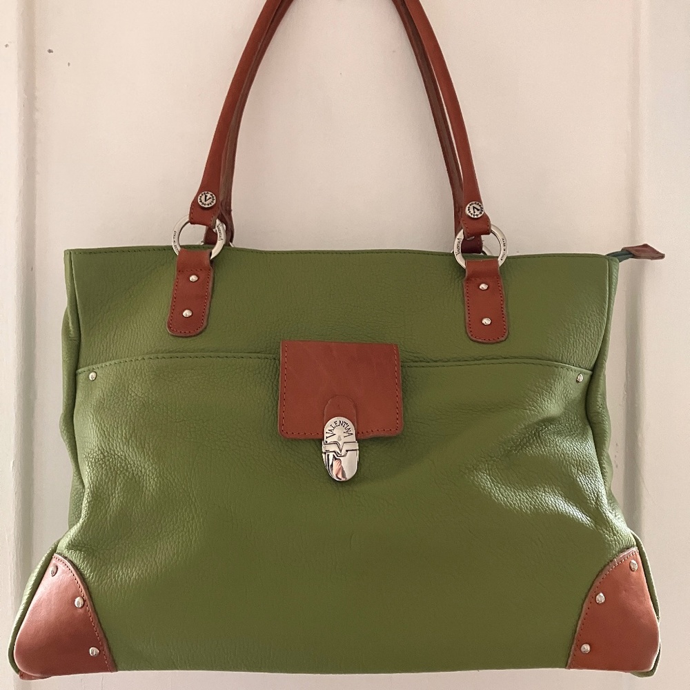 VALENTINA OLIVE GREEN PIGSKIN TOTE